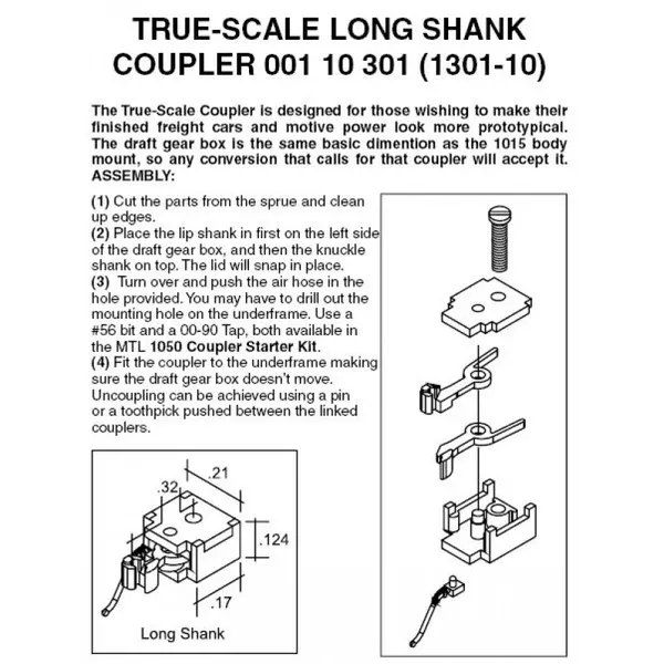 00110301 – True Scale Coupler – Long Shank – 10 pair (N Scale)