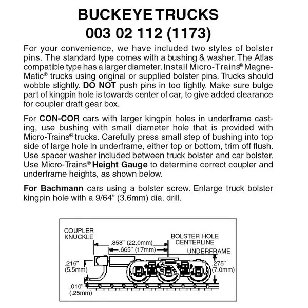 00302112 – Buckeye Bogies – 1 pair (N Scale)