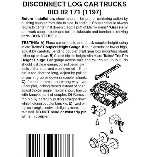 00302171 – Disconnect Log Car Bogies – 1 pair (N Scale)