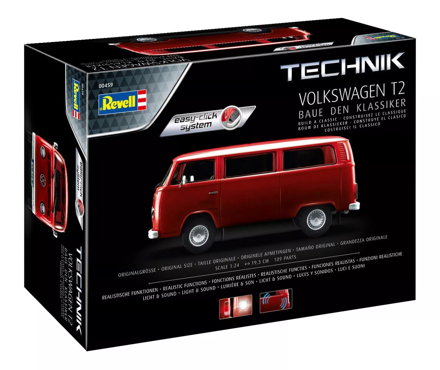 00459 Volkswagen T2 Bus Easy-Click Technik (1:24 Scale ) Model Kit