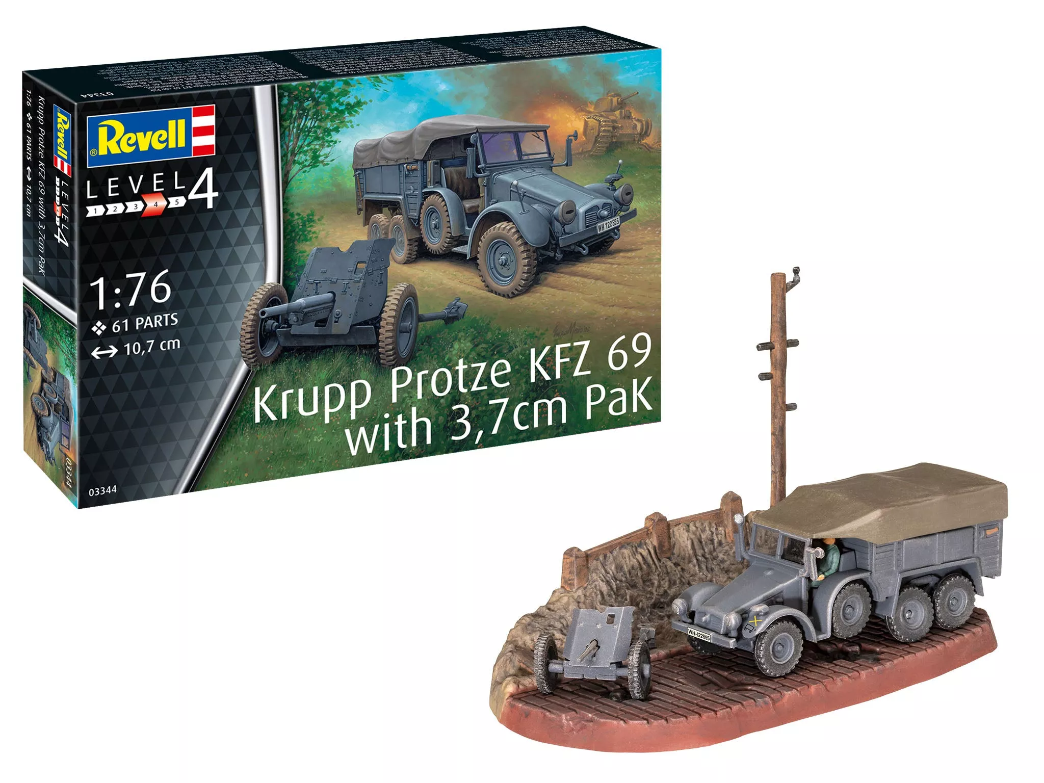 03344 German Krupp Protze KFZ 69 W/3.7CM PAK (1:76 Scale) Model Kit