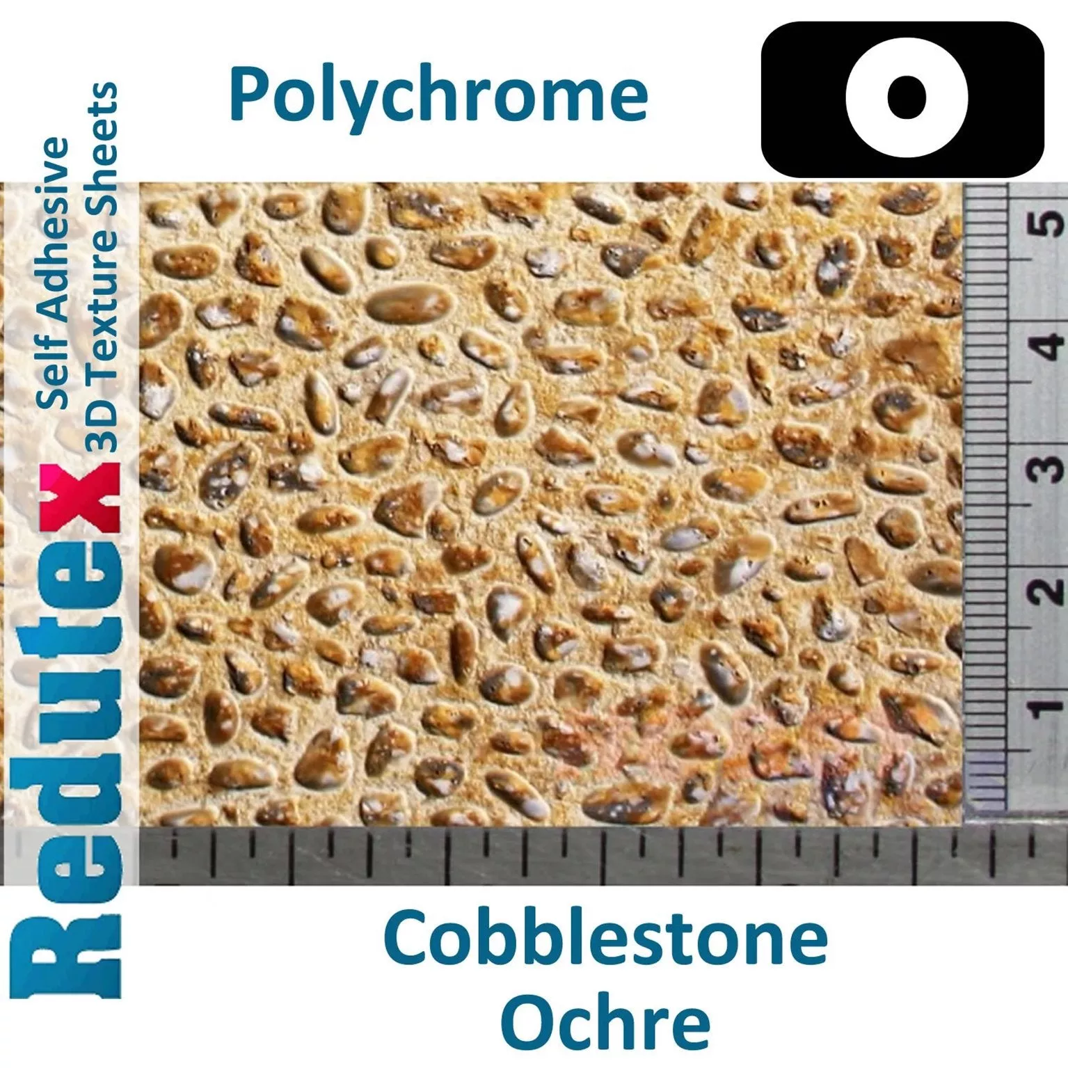 043CR122 Cobblestone Ochre Polychrome O/1:43 3D Textured Sheet