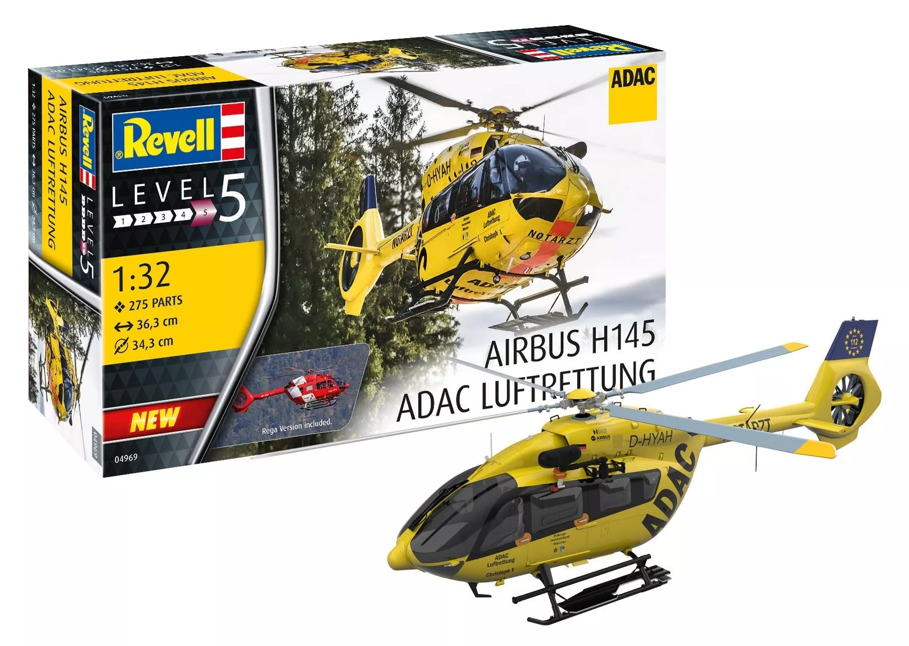 04969 Airbus H145 Helicopter ADAC/REGA (1:32 Scale) Model Kit