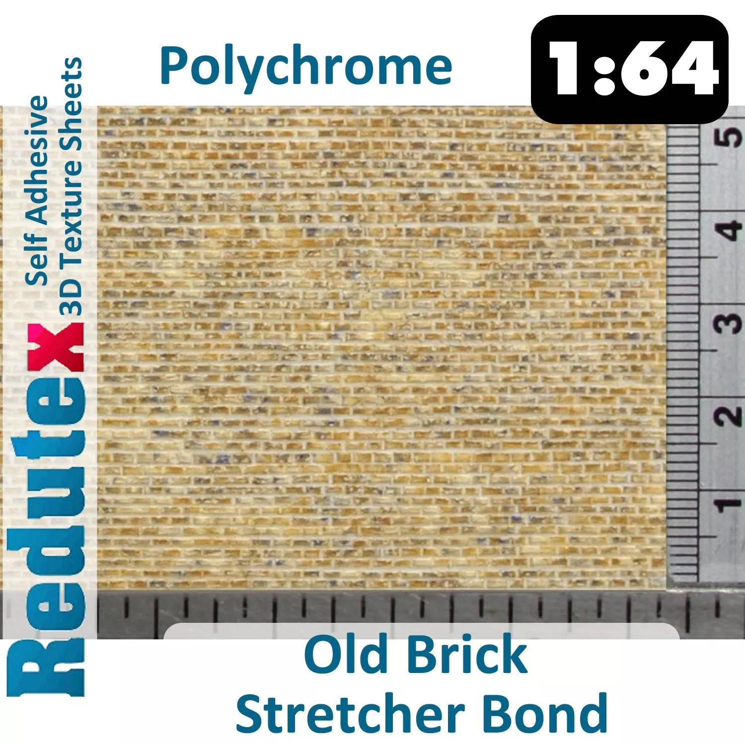 064LV221 Old Brick Stretcher Bond Beige Polychrome 1:64 S 3D Self Adhesive Texture