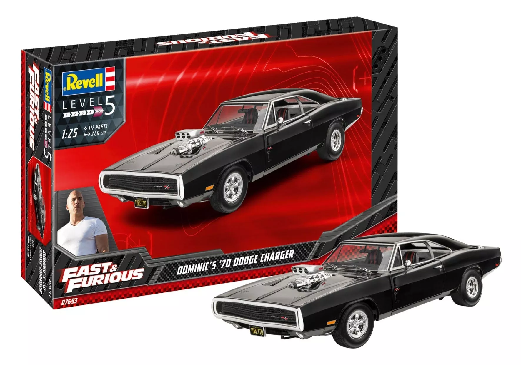 07693 Fast & Furious Dom’s 1970 Dodge Charger (1:25 Scale) Model Kit