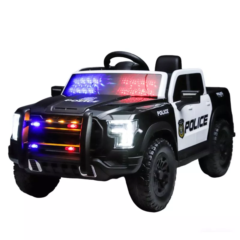 12V Black Remote Control Ride-On Car with 4-Wheel Shock Absorption for Kids Aged 3-6