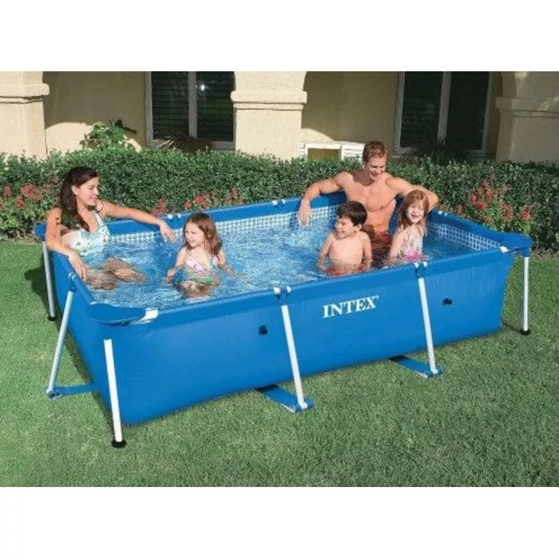 300 x 200 x 75 cm Blue INTEX Metal Rectangular Frame Pool,