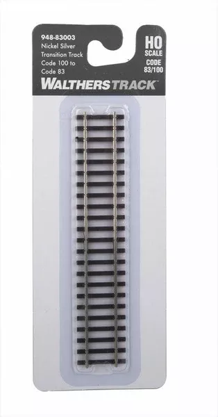948-83003 – Nickel Silver Transition Track – Code 100 to Code 83 (HO Scale)