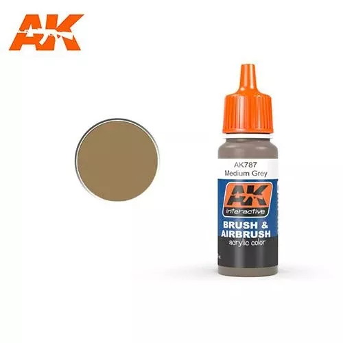 AK Interactive AK787 Medium Grey Paint Acrylic 17mL*