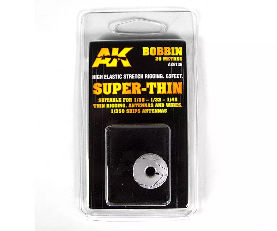 AK Interactive AK9136 High Elastic Stretch Rigging – 65 Feet – Super-Thin