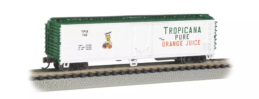Bachmann 17954 ACF 50' STEEL REEFER - TROPICANA (WHITE & GREEN) N SCALE NEW