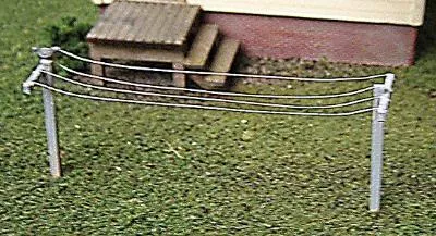 BTS (Better Than Scratch) 23007 HO Scale Clothes Line (Laser-Cut Kit) pkg(4) — With Posts & Line