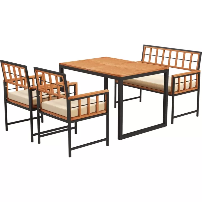 Costway 4-Pc Acacia Wood Patio Dining Set Table Loveseat 68471239 New