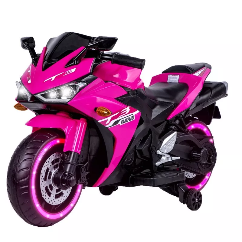 Electric Motorcycle for Children Ages 3-6 with Training Wheels