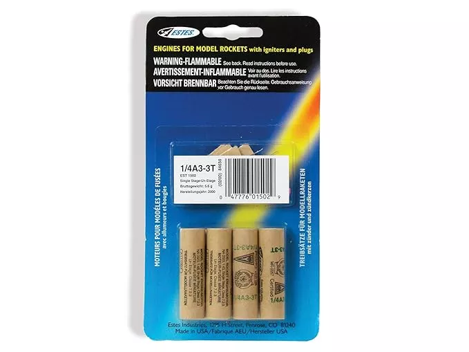 Estes Rockets 10010 1/4A3-3TMINIENG13MM-POBAG