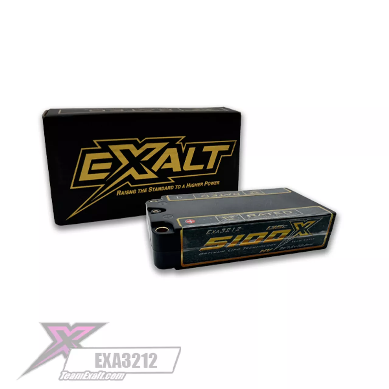 EXA3212 7.6V 5100mAh 2S 135C HVX Hardcase LCG Shorty w/5mm Lipo Battery Exalt X-Rated (EXALT)