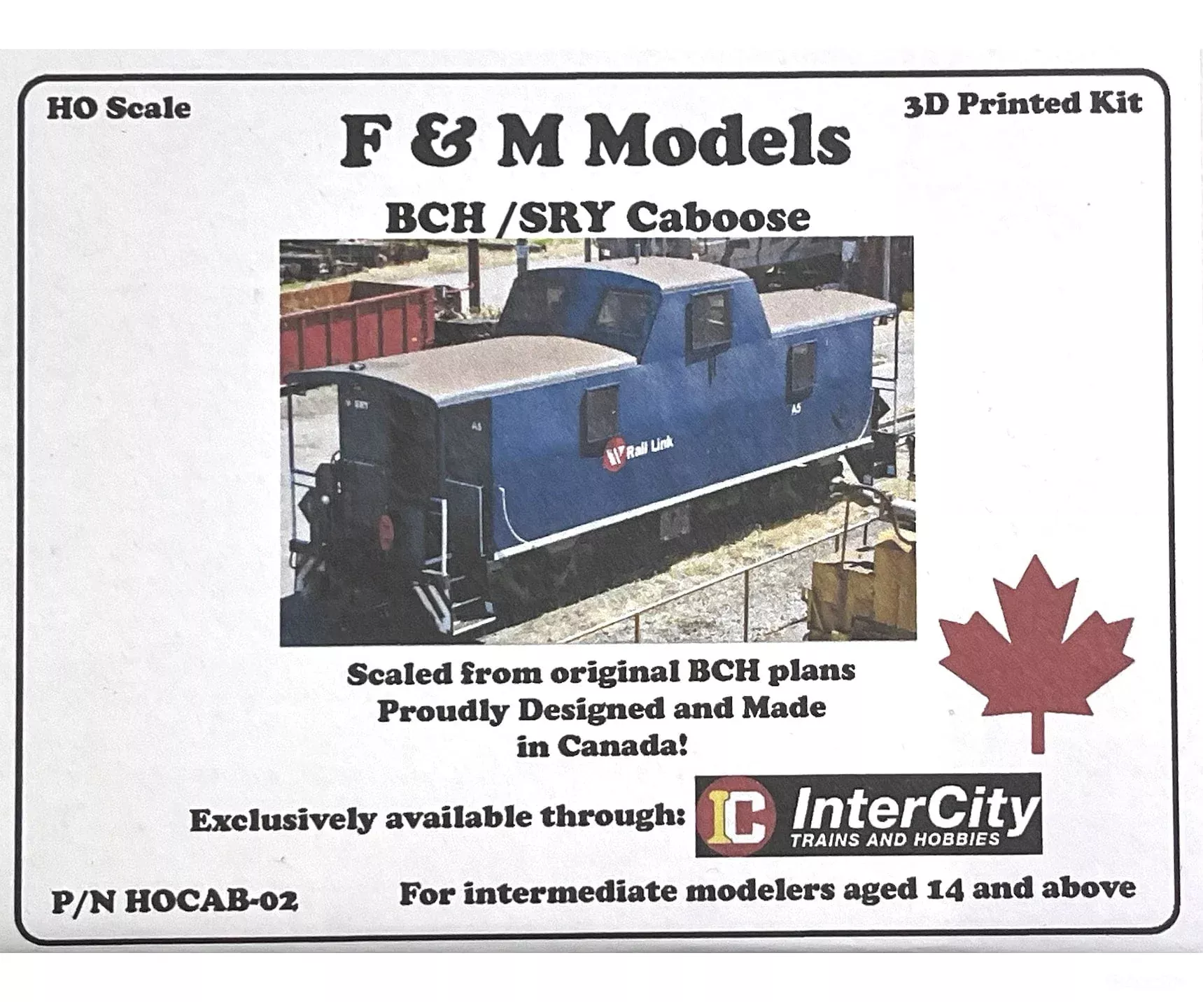F&M Models HO-Scale BC Hydro/SRY Caboose – Highly Detailed Resin Kit