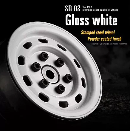 Gmade 70176 1.9″ SR02 1/10 Crawler Beadlock Wheels Gloss White