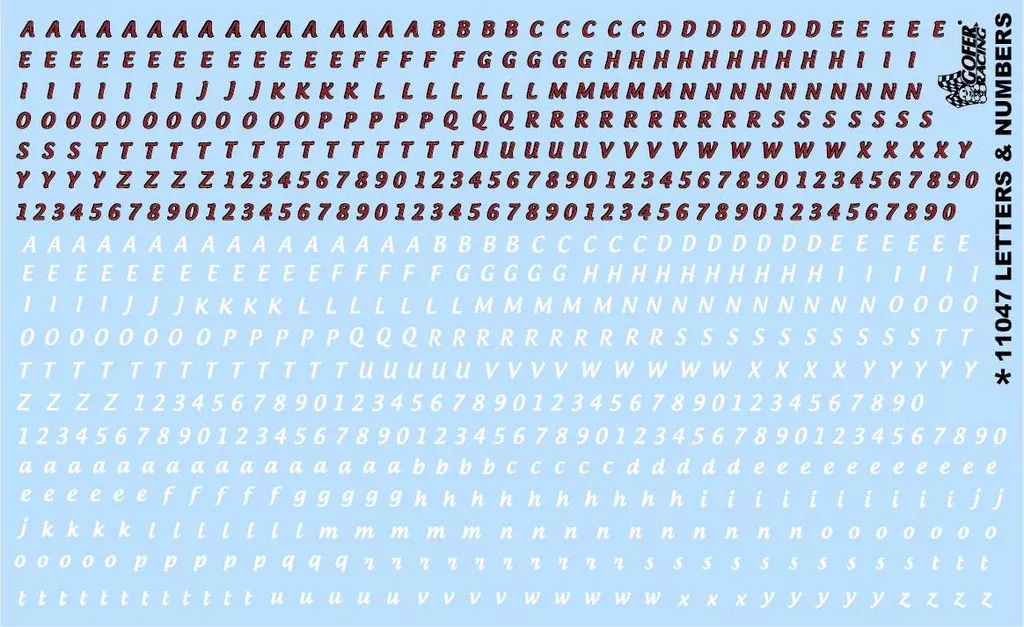 Gofer Racing 11047 Letters & Numbers 3/8′ tall Decal