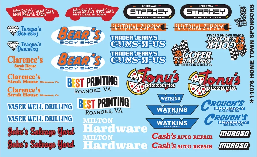 Gofer Racing 11076 Home Town Sponsors Decal 1:24