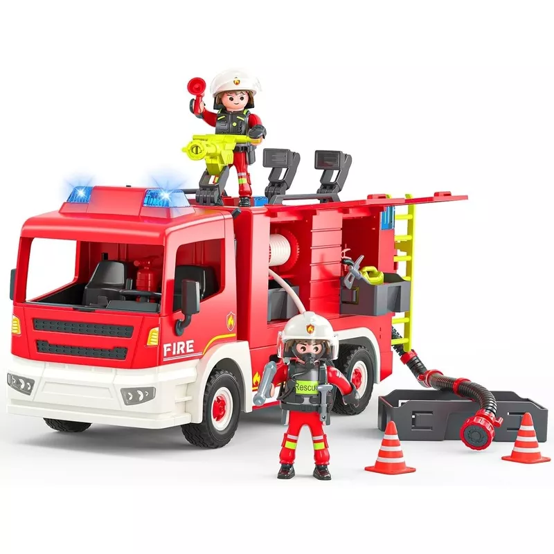 Interactive Fire Truck and Firefighter Toy with Realistic Lights and Sounds