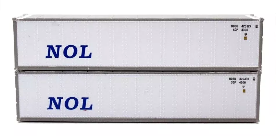 Jacksonville Terminal Company N 405658 40' Standard Height 3-Rib Smooth Side Container, NOL (2-Pack)