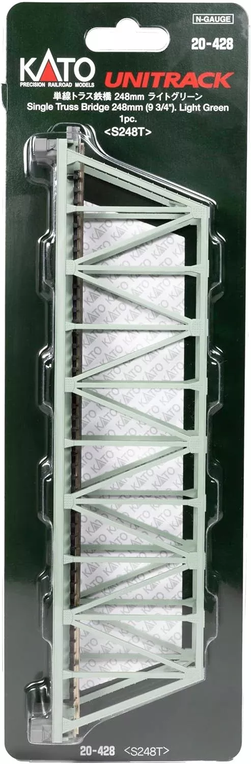 Kato N 20428 Unitrack 9-3/4″ Truss Bridge, Light Green | 14.4