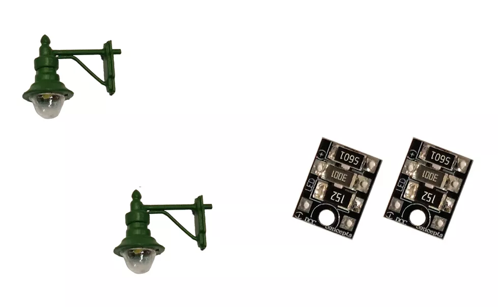 LML-SWGR 4mm Scale Swan-Neck Wall LampsGreen (2 pack)