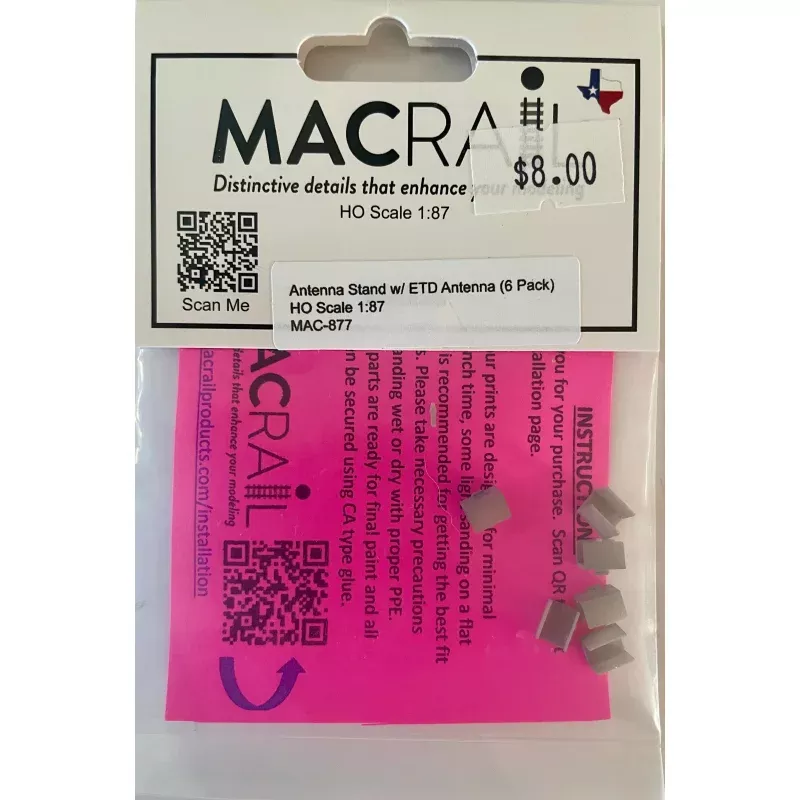 MAC RAIL MAC-877 ANTENNA STAND W/EDT ANTENNA (6 PACK)