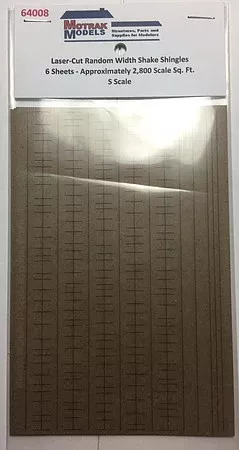 Motrak Models 64008 S Scale Random Width Shake Shingles -- pkg(6)