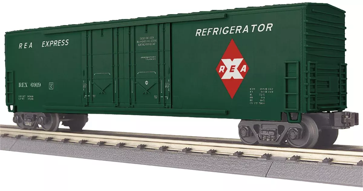 MTH Railking 30-71080 Railway Express Agency REA 50′ Double Door Plugged Boxcar O SCALE NEW
