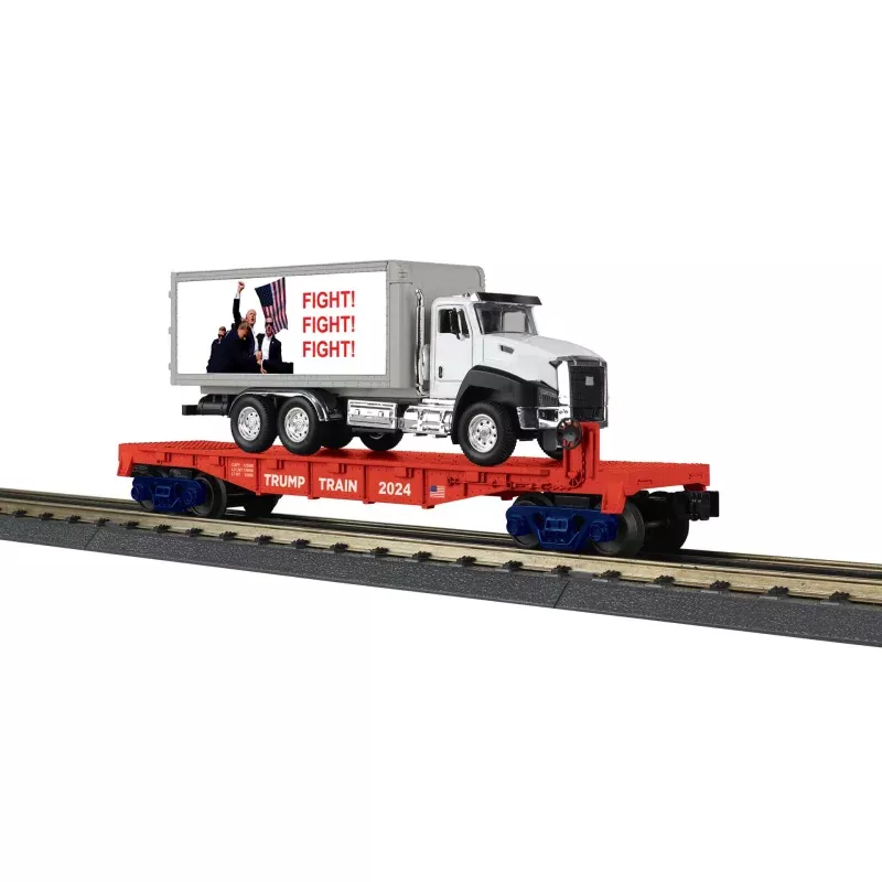 MTH Railking 30-76937 Donald J. Trump O SCALE RailKing Flat Car with Box Truck limited NEW sale