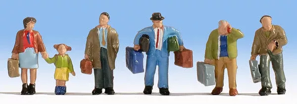 Noch 15224 HO Scale Travelers w/Luggage — Set #2 pkg(6)