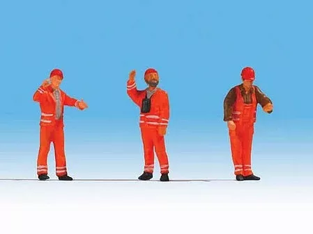 Noch 17820 O Scale German Railroad Switchmen — Orange Uniforms pkg(3)
