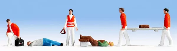 Noch 36094 N Scale First Responders/Paramedics & Patients — pkg(6)