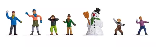 Noch 36821 N Scale Children in the Snow — 6 Kids, Snowman