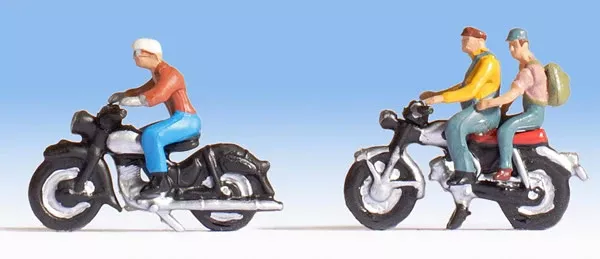 Noch 36904 N Scale Motorcyclists/Motorbikers — 3 People & 2 Bikes Set #1