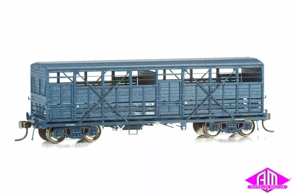 NSWGR Bogie Cattle Wagon – BCW – PTC Blue – 3-Pack – Pack 1 (HO Scale)