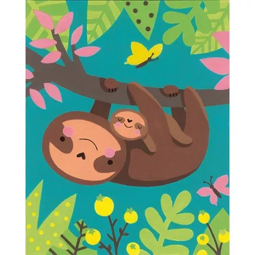 Paint Works Paint by Number 91692 Sloth and Baby PBN 8×10 Beginner