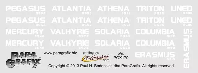 Paragrafix 171 1/4105 Battlestar Galactica: Pegasus Alternate Registry Decal Set