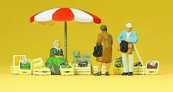 Preiser 10337 HO Scale Vendors Market Stall