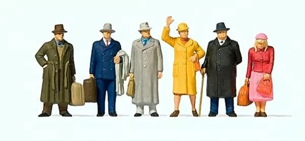 Preiser 65366 1/45 Scale Standing & Walking Passengers pkg(6)