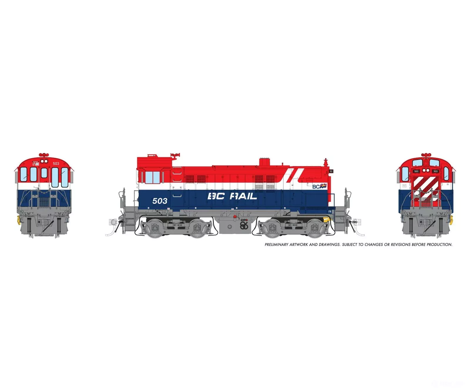 Rapido 036506 HO MLW S-13 (DC/DCC/Sound): BCR – Red/White/Blue Hockey Stick: #503