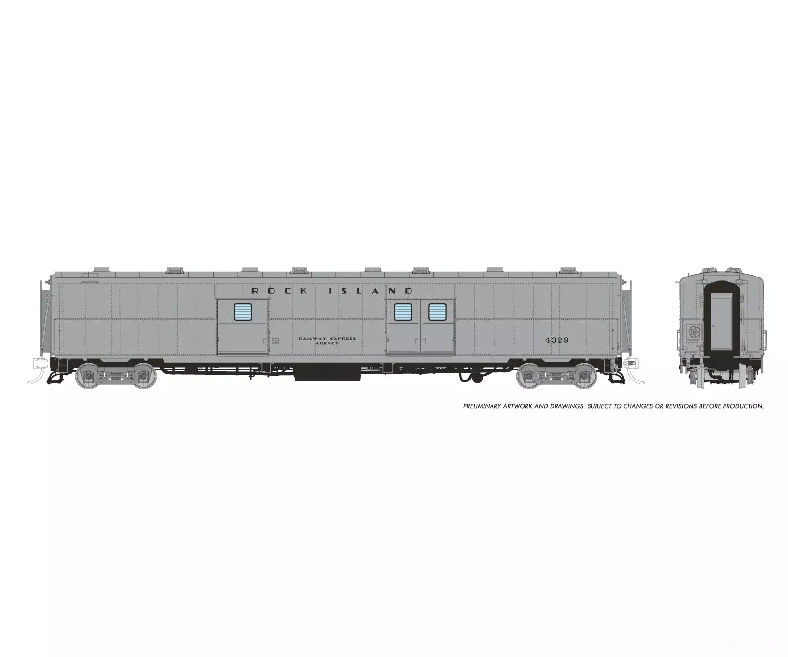 Rapido 176026 HO PC&F Econo Baggage: Rock Island: #4329