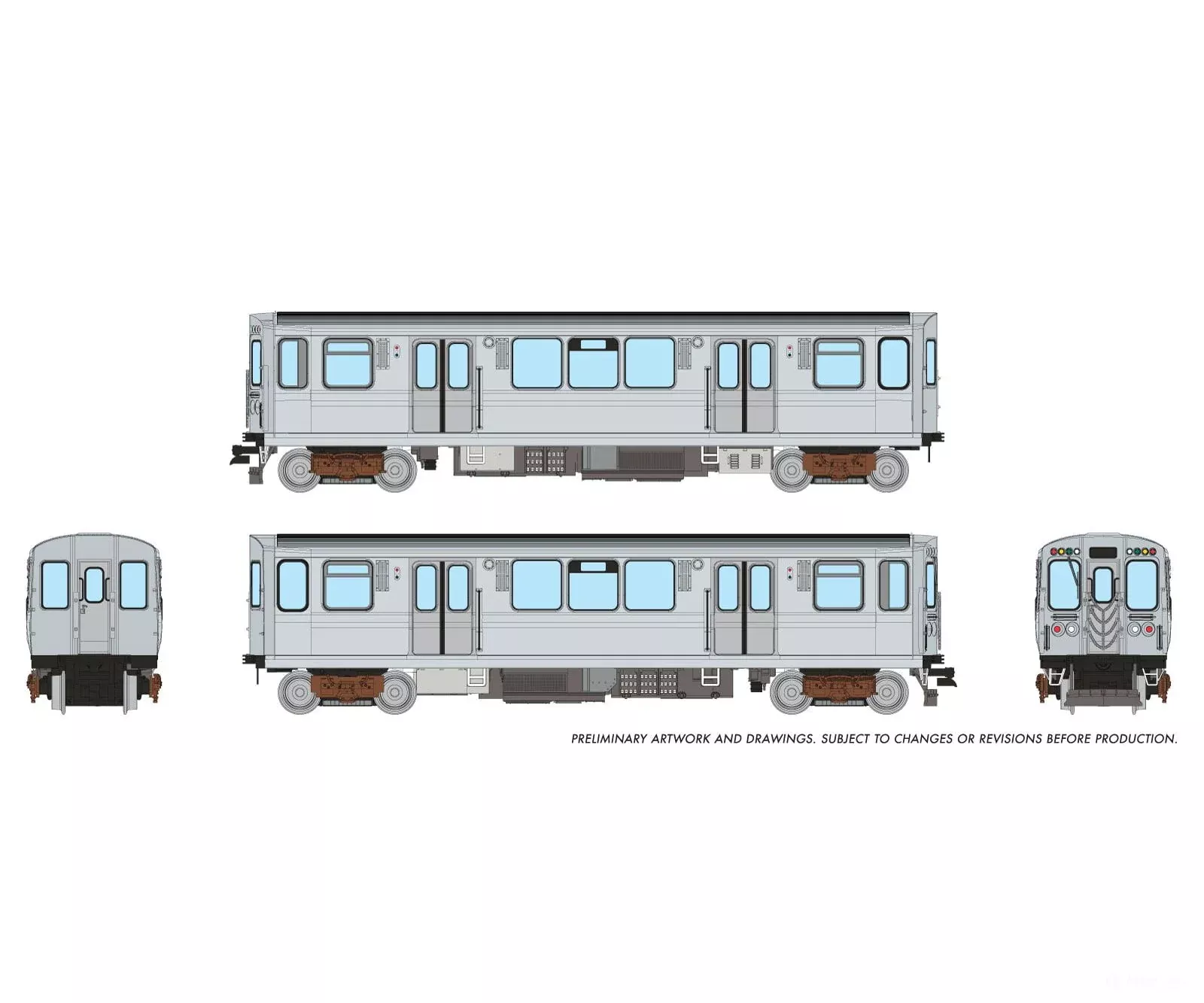 Rapido 588009 N CTA 2600-series L 2-Car Pair (DC/Silent): Painted, Unlettered