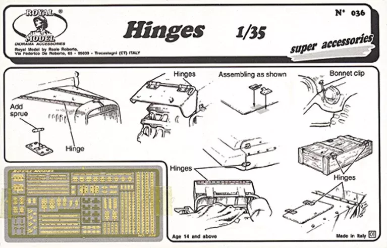 Royal Model 36 1/35 Hinges, various types (Photo-Etch)