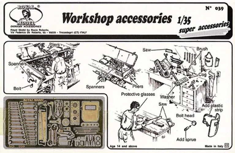Royal Model 39 1/35 Workshop Accessories: various tools, welding mask, etc. (Pho