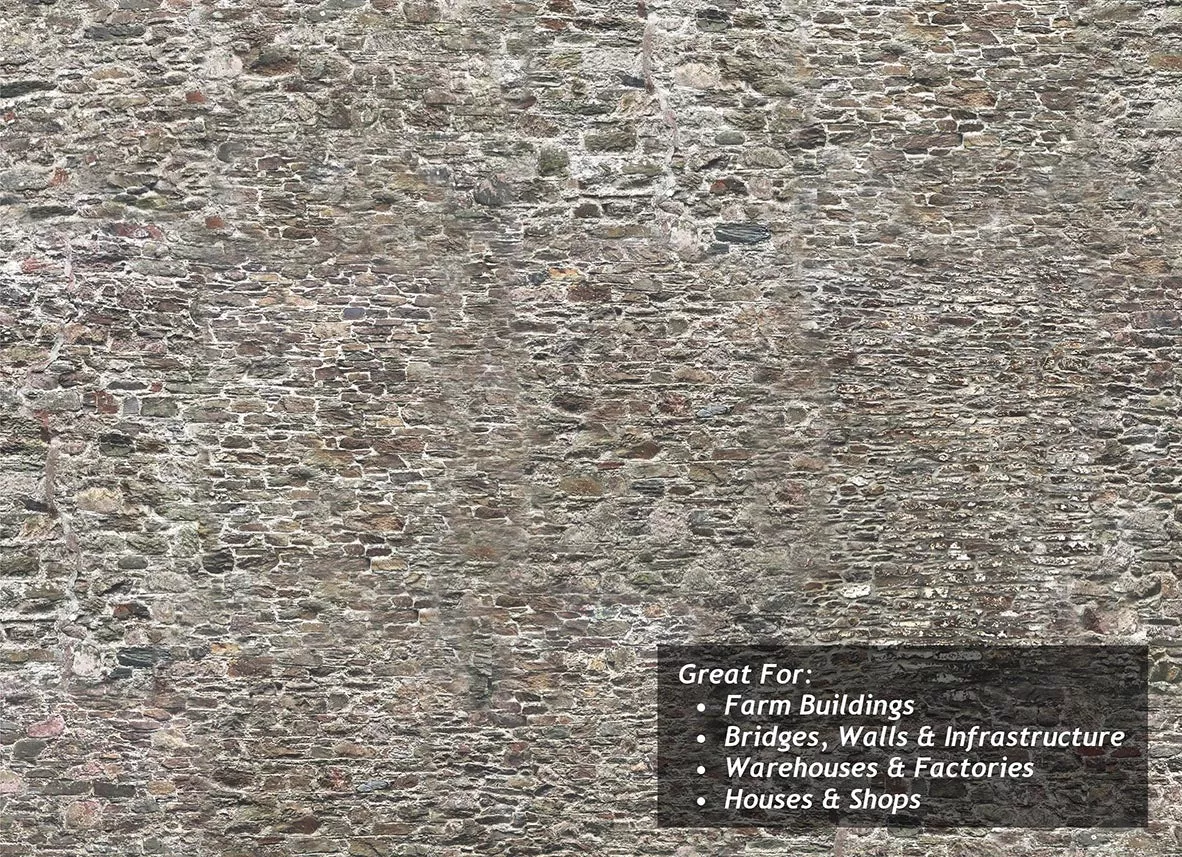 Scale Model Scenery Old Stone Wall Texture Paper