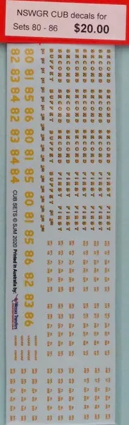 SJ-CUBD2 - CUB Sets - 80-86 Decals (HO Scale)