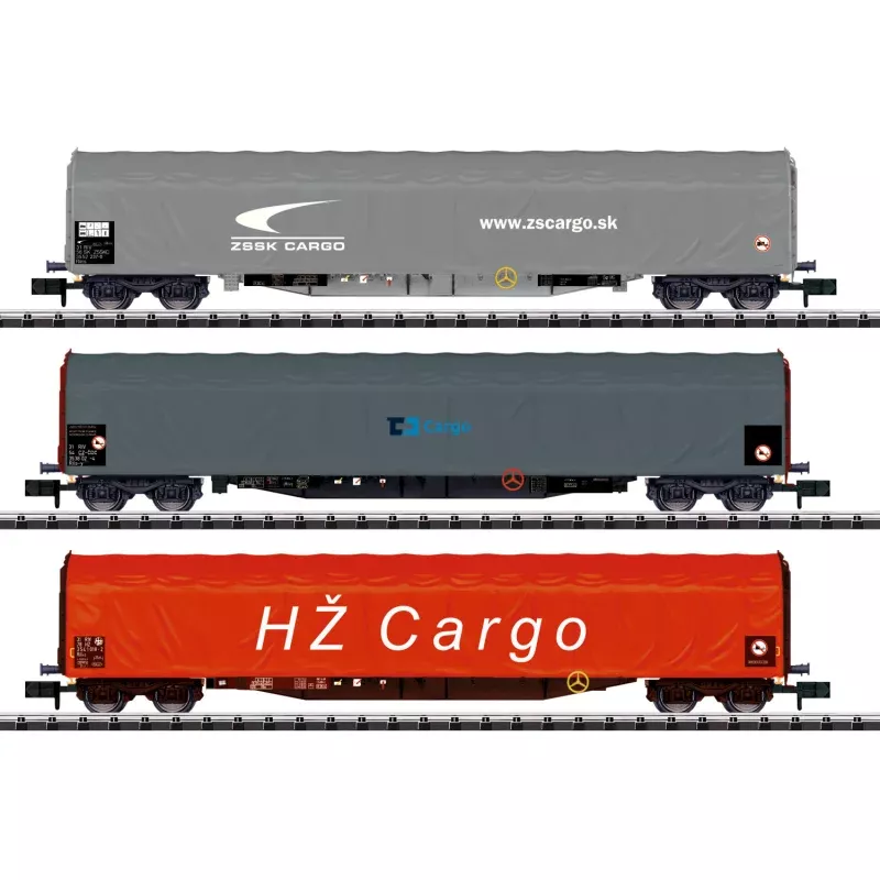 Trix N 15116 Sliding Tarp Car Set